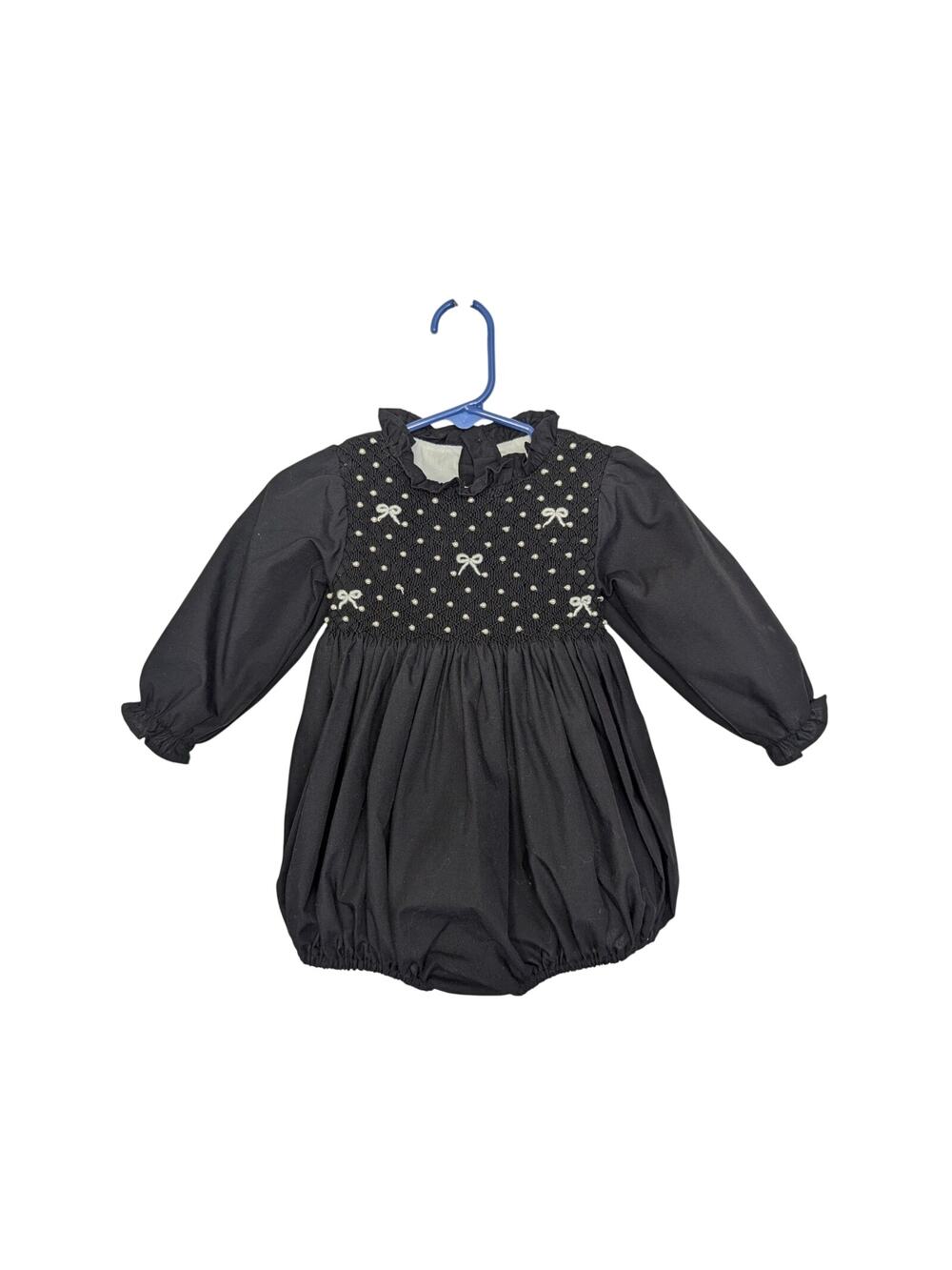Carolina Smock Co. Infant One Piece Set, Black Long Sleeve Romper Shorts, 18 mos